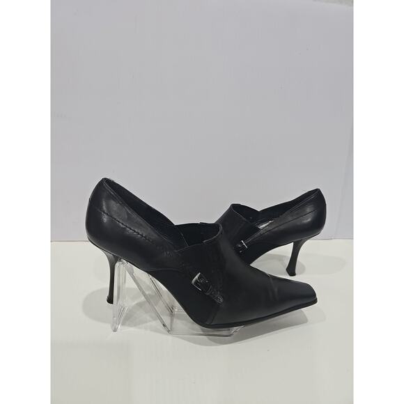 Stuart Weitzman Black Leather Heel Shoe Booties Sz. 9.5 /40 - Picture 5 of 10